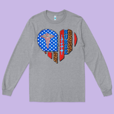 4th Of July Nurse Heart Flag Long Sleeve Tee Designed By Texasbilliewilder