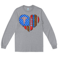 Heather Grey 4th of july nurse heart flag Long Sleeve Tee - texasbilliewilder