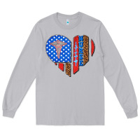 Moon Dust 4th of july nurse heart flag Long Sleeve Tee - texasbilliewilder