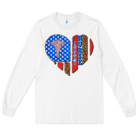 White 4th of july nurse heart flag Long Sleeve Tee - texasbilliewilder