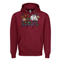 Burgundy let's go ghouls Zipper Hoodie - CowhideDigitalArt