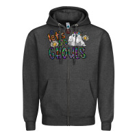Charcoal Heather let's go ghouls Zipper Hoodie - CowhideDigitalArt