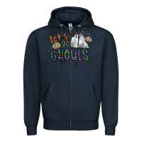 Navy let's go ghouls Zipper Hoodie - CowhideDigitalArt