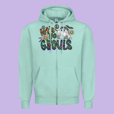 Let's Go Ghouls Zipper Hoodie Designed By Cowhidedigitalart