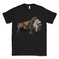 Black bison with indian headdress Classic Tee - RanaPortraitStore