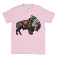 Bubblegum Pink bison with indian headdress Classic Tee - RanaPortraitStore