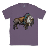 Lavender bison with indian headdress Classic Tee - RanaPortraitStore
