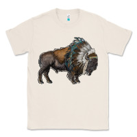 Natural bison with indian headdress Classic Tee - RanaPortraitStore