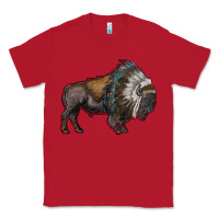 Red bison with indian headdress Classic Tee - RanaPortraitStore