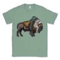 Sage bison with indian headdress Classic Tee - RanaPortraitStore