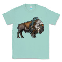 Seafoam bison with indian headdress Classic Tee - RanaPortraitStore