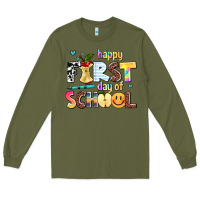 Army Green happy first day of school Long Sleeve Tee - AdoDesignShop