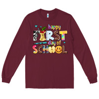 Burgundy happy first day of school Long Sleeve Tee - AdoDesignShop