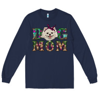 Navy Christmas dog mom Pomeranian Long Sleeve Tee - RanaPortraitStore