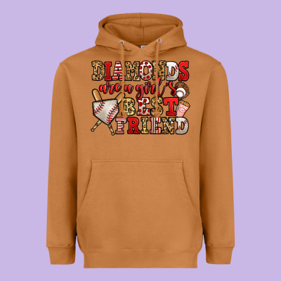 Diamonds Are A Girl's Best Friend Baseball Heavyweight Hoodie Designed By Jasminsmagicworld