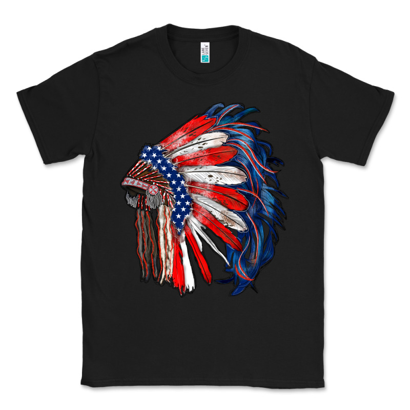 American Flag Indian Headdress Classic Tee by RanaPortraitStore | Teevron