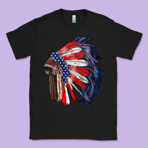 American Flag Indian Headdress Classic Tee Designed By Ranaportraitstore
