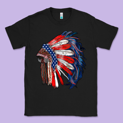 American Flag Indian Headdress Classic Tee Designed By Ranaportraitstore
