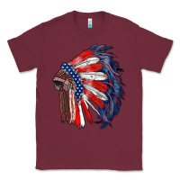 Burgundy american flag indian headdress Classic Tee - RanaPortraitStore