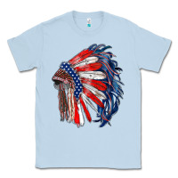 Dusty Blue american flag indian headdress Classic Tee - RanaPortraitStore