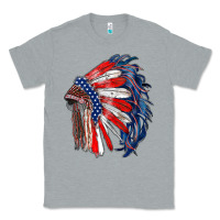 Heather Grey american flag indian headdress Classic Tee - RanaPortraitStore