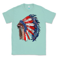 Seafoam american flag indian headdress Classic Tee - RanaPortraitStore