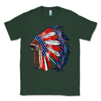 Sports Green american flag indian headdress Classic Tee - RanaPortraitStore