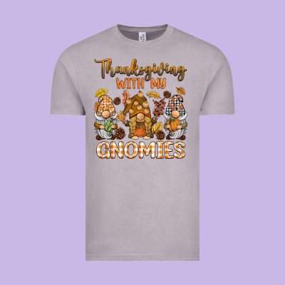 Thanksgiving With My  Gnomies Vintage Tee Designed By Barkaloodesign