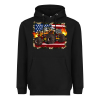 Black american flag monster truck Heavyweight Hoodie - Artiststas