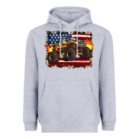 Heather Grey american flag monster truck Heavyweight Hoodie - Artiststas