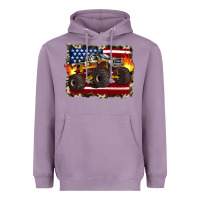 Lavender american flag monster truck Heavyweight Hoodie - Artiststas