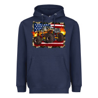 Navy american flag monster truck Heavyweight Hoodie - Artiststas