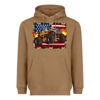 Toasted Coconut american flag monster truck Heavyweight Hoodie - Artiststas