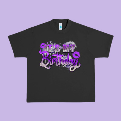 Purple Its My Birthday Urban Heavy Tee Designed By Zillion Design Studio
