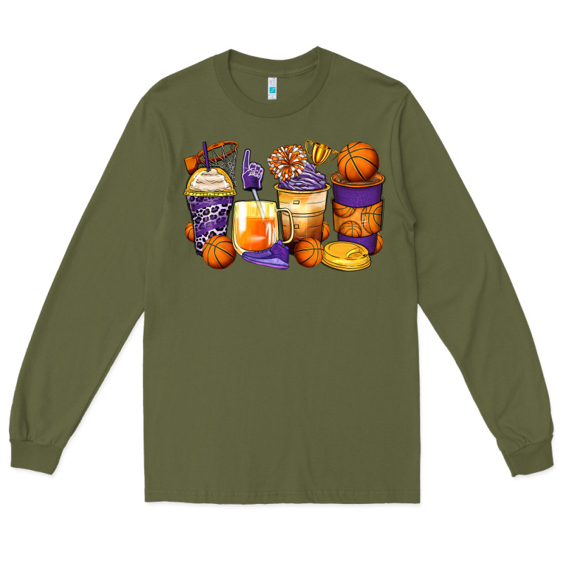 Basketball Coffee Cups Long Sleeve Tee by Zillion Design Studio | Teevron