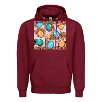 Burgundy Easter eggs cowhide leopard tumbler Easter Day Zipper Hoodie - Neo Western