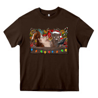 Chocolate Brown festive farmyard gathering Heavy Core Tee - CowhideDigitalArt