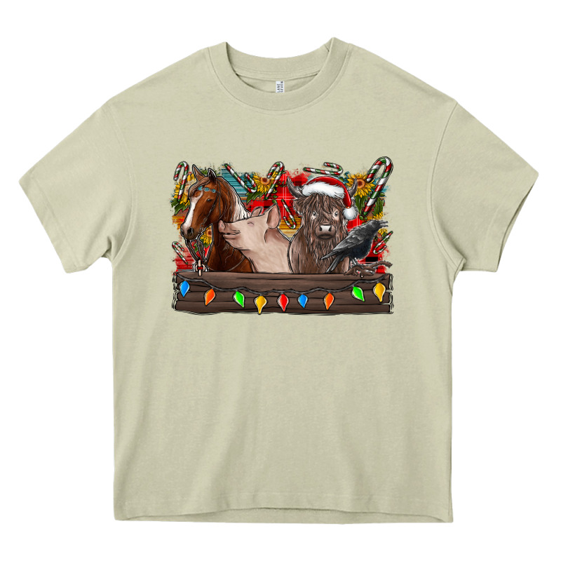 Festive Farmyard Gathering Heavy Core Tee by CowhideDigitalArt | Teevron
