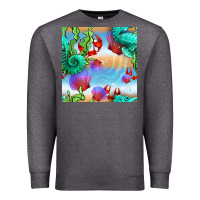 Charcoal Heather seahorse and beach Premium Sweatshirt - BundleAndBundleShop