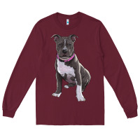 Burgundy pitbull Long Sleeve Tee - RanaPortraitStore