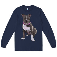Navy pitbull Long Sleeve Tee - RanaPortraitStore