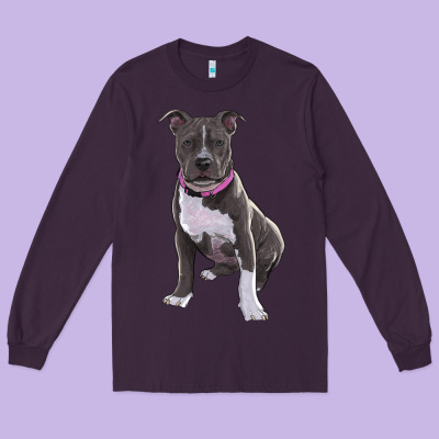 Pitbull Long Sleeve Tee Designed By Ranaportraitstore