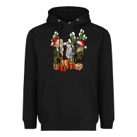 Black western christmas cows and cactuses Heavyweight Hoodie - AdoDesignShop