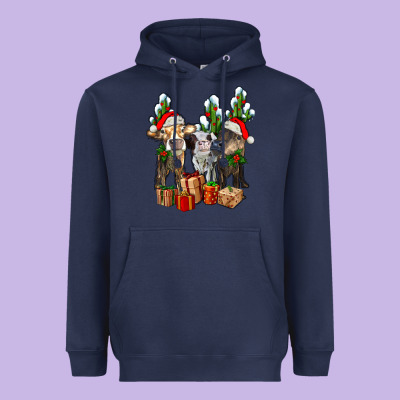 Western Christmas Cows And Cactuses Heavyweight Hoodie Designed By Adodesignshop