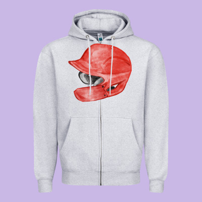 Red Baseball Batting Helmet Fa Element Zipper Hoodie Designed By Fadigitalartstudio