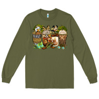 Army Green safari cartoon characters coffee cups Long Sleeve Tee - Zillion Design Studio