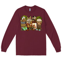 Burgundy safari cartoon characters coffee cups Long Sleeve Tee - Zillion Design Studio