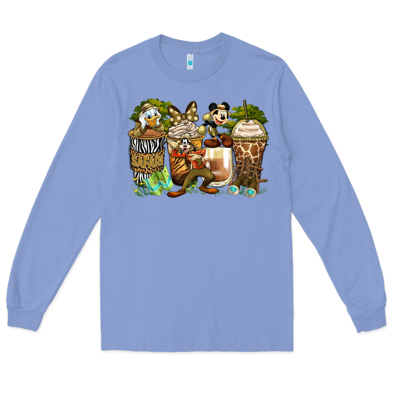 Safari Cartoon Characters Coffee Cups Long Sleeve Tee by Zillion Design Studio | Teevron