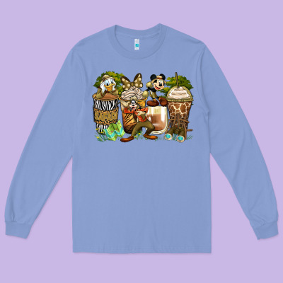 Safari Cartoon Characters Coffee Cups Long Sleeve Tee Designed By Zillion Design Studio