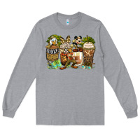 Heather Grey safari cartoon characters coffee cups Long Sleeve Tee - Zillion Design Studio